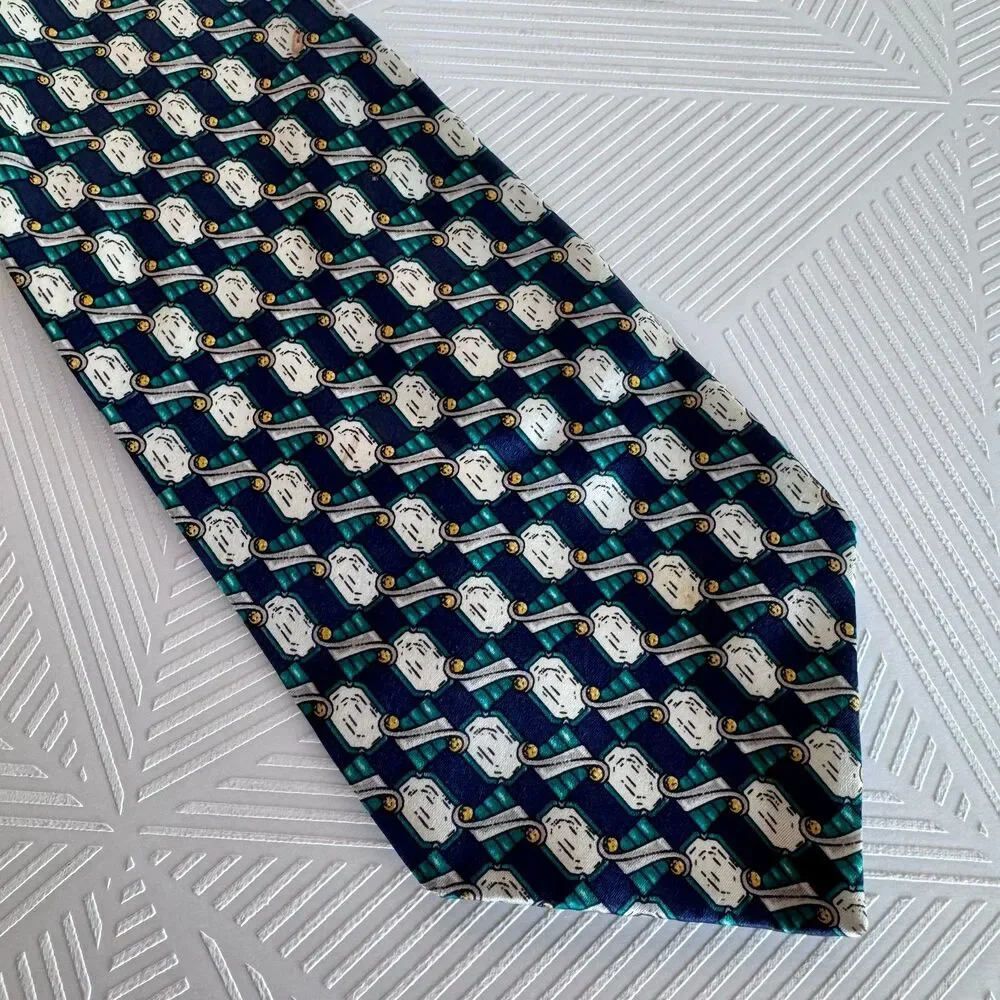Luca Franzini Tie Rack Luxury Tie Navy Gemstone Print Silk Necktie